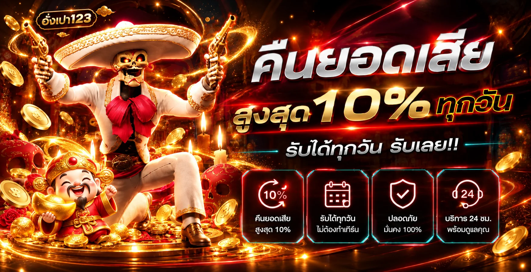 แบนเนอร์อั่งเปา123 พร้อมโปรโมชั่นและตัวละครเกมสล็อต